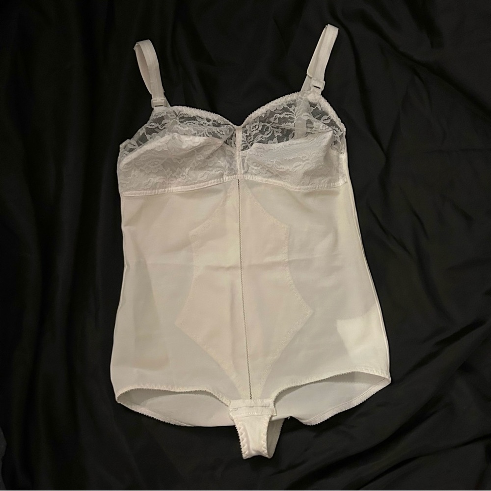 Vintage White Lace Full Tank Body Girdle Ladies Sz XL/XXL